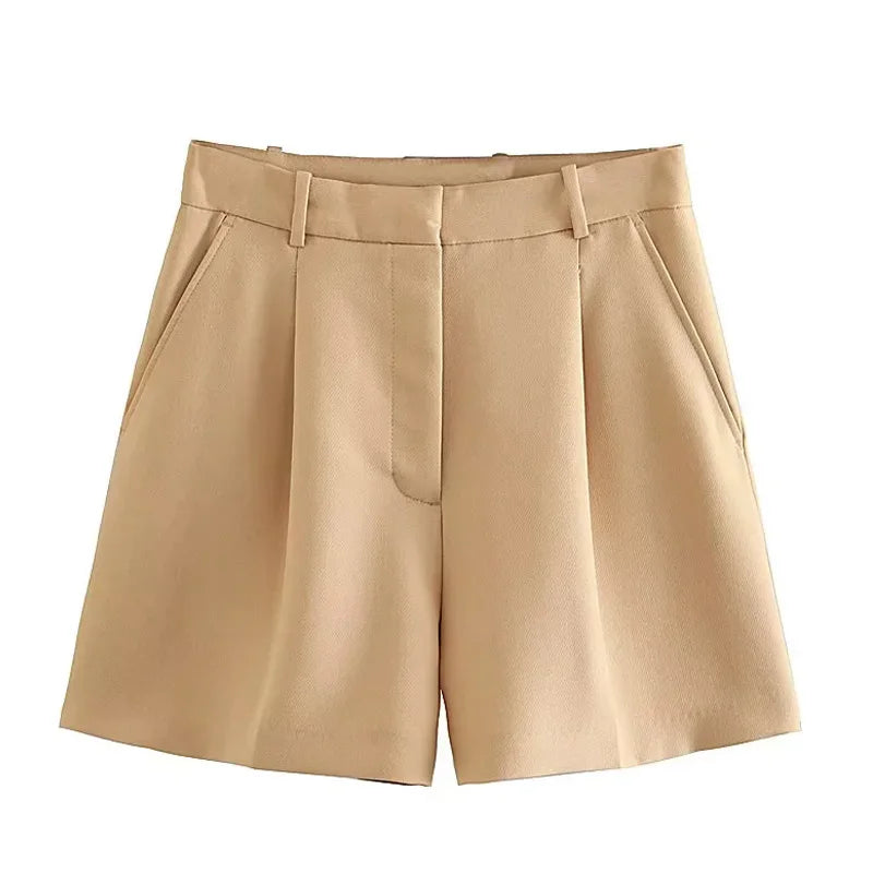 Maivah Pleated High-Waist Casual Shorts