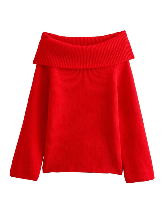 Maivah Slash Neck Off-Shoulder Knit Sweater