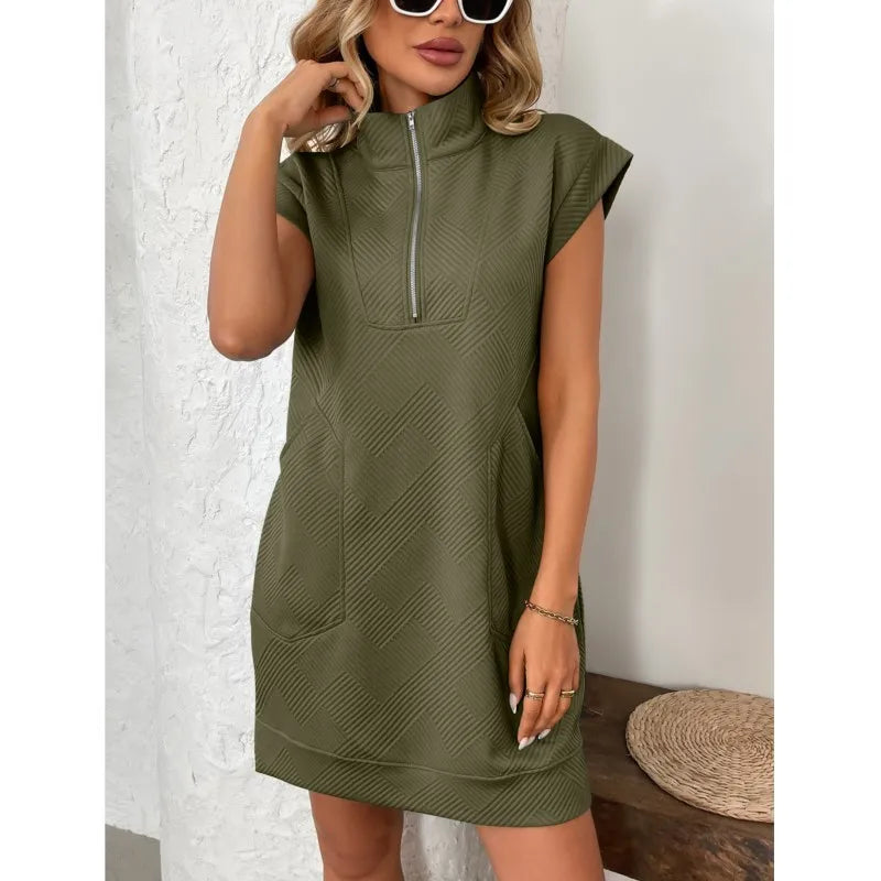 Maivah Lapel Pocket Midi Shift Dress