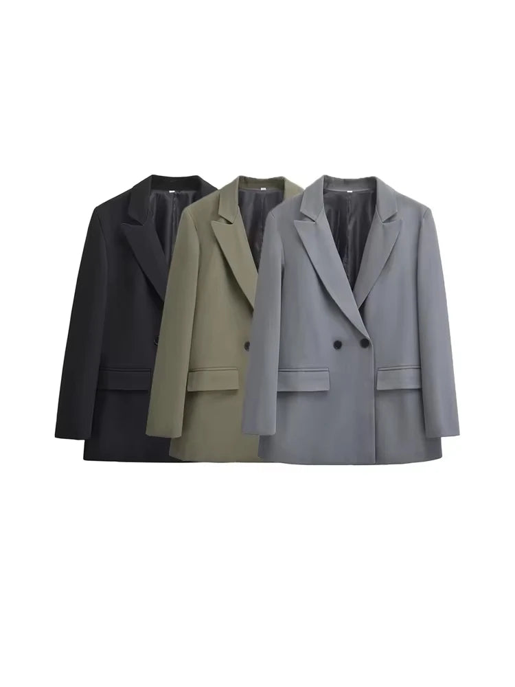 Maivah Women's Double-Breasted Office Blazer
