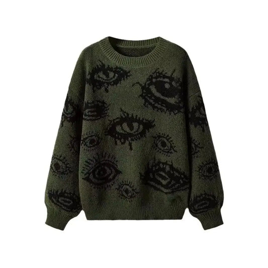 Maivah Y2K Grunge Eye Print Sweater