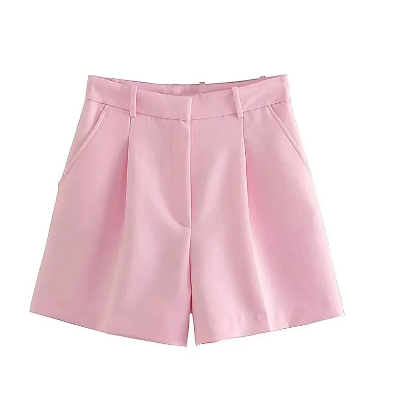 Maivah Pleated High-Waist Casual Shorts