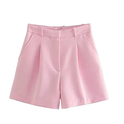 Maivah Pleated High-Waist Casual Shorts