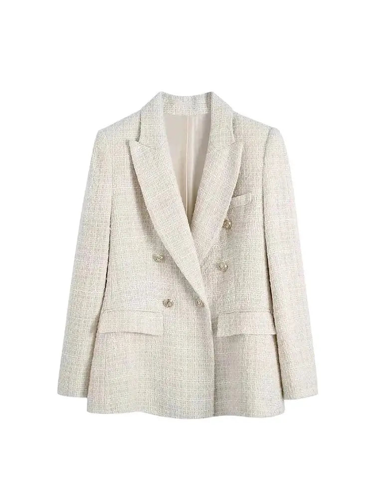 Maivah Classic Woolen Double-Breasted Blazer