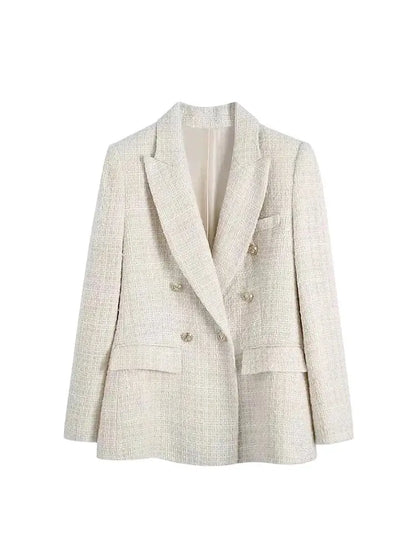 Maivah Classic Woolen Double-Breasted Blazer