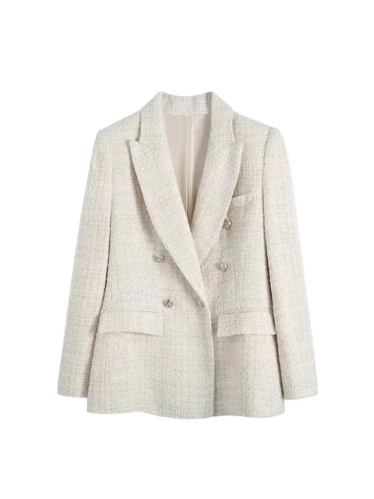 Maivah Classic Woolen Double-Breasted Blazer