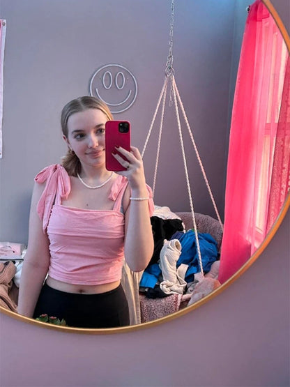 Maivah Solid Tie-Shoulder Ruched Crop Top