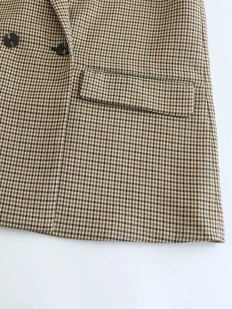 Maivah Plaid Double-Breasted Blazer