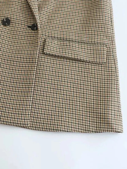 Maivah Plaid Double-Breasted Blazer