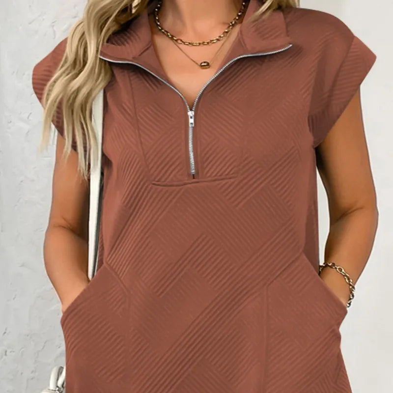 Maivah Lapel Pocket Midi Shift Dress