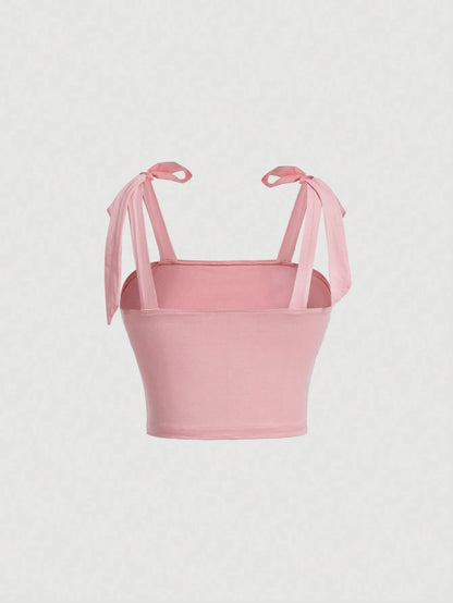 Maivah Solid Tie-Shoulder Ruched Crop Top