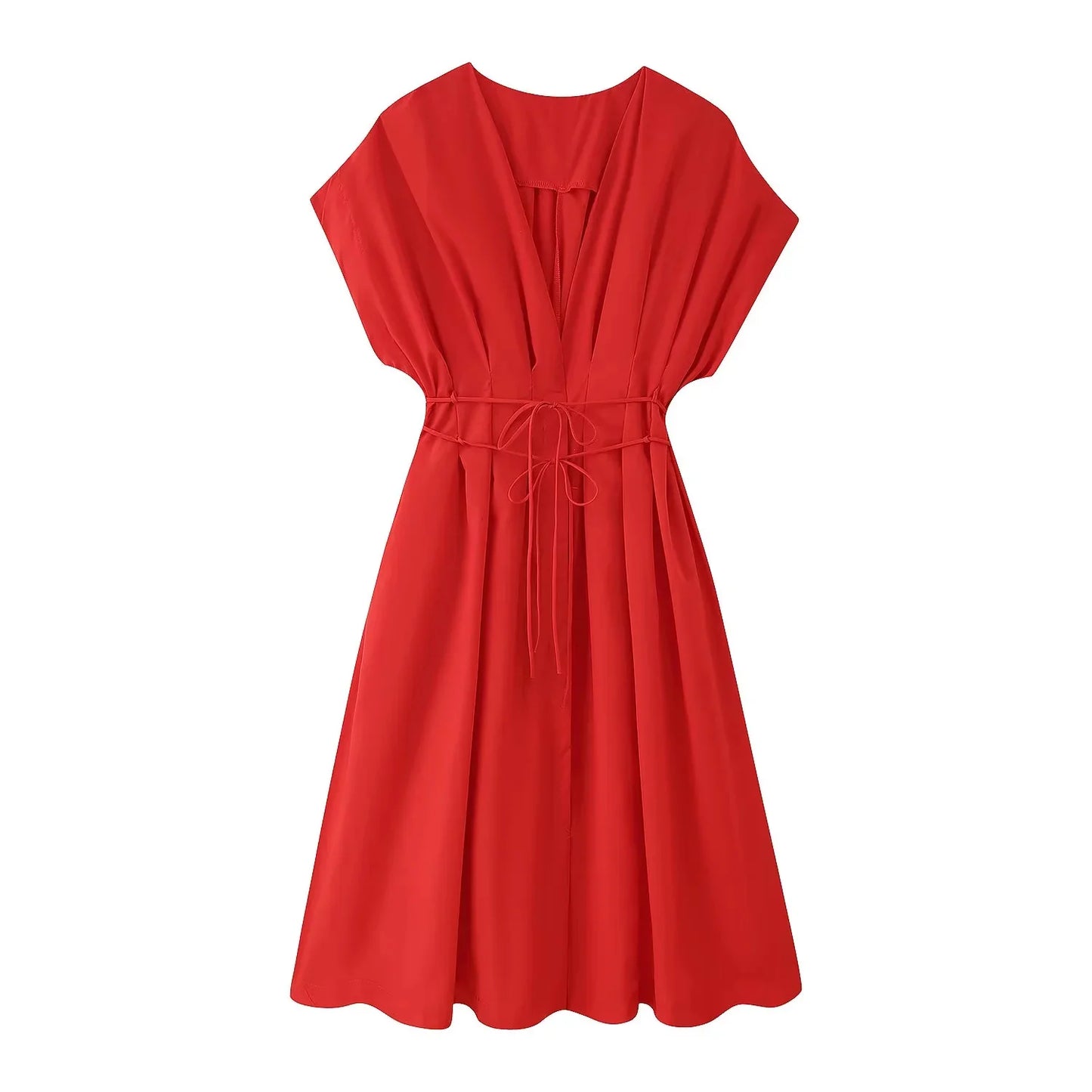 Maivah Vintage Draped V-Neck Midi Dress