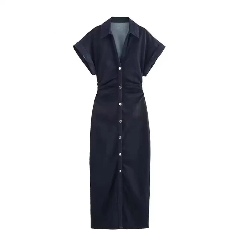 Maivah Casual Denim Midi Dress