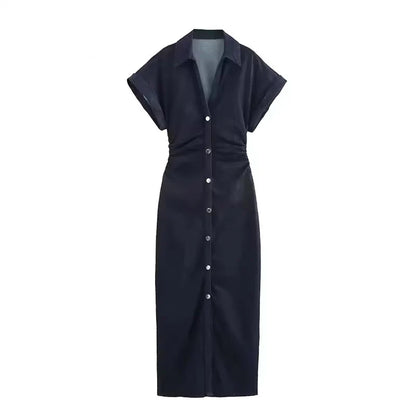 Maivah Casual Denim Midi Dress